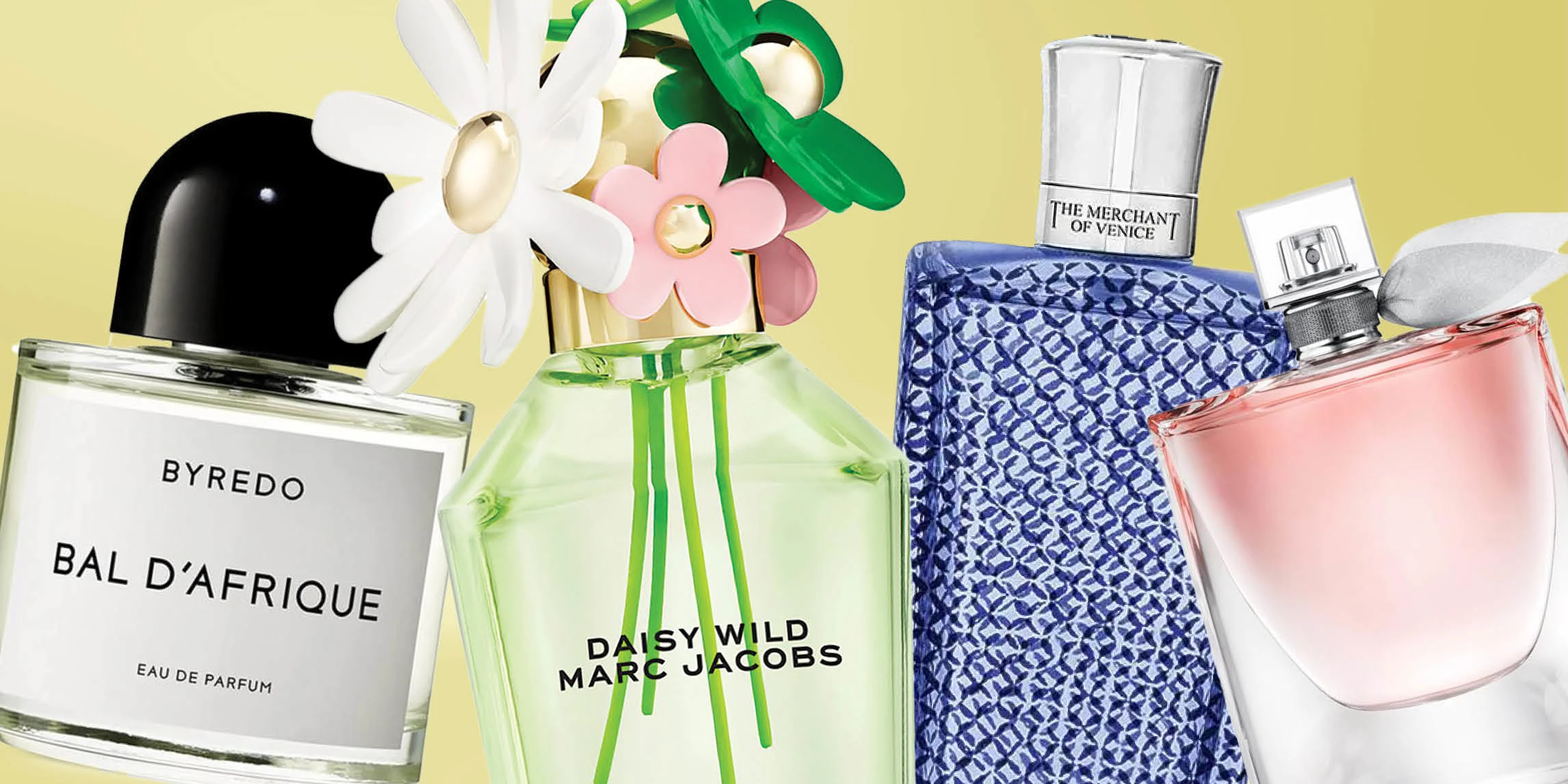 Four luxury perfume bottles
