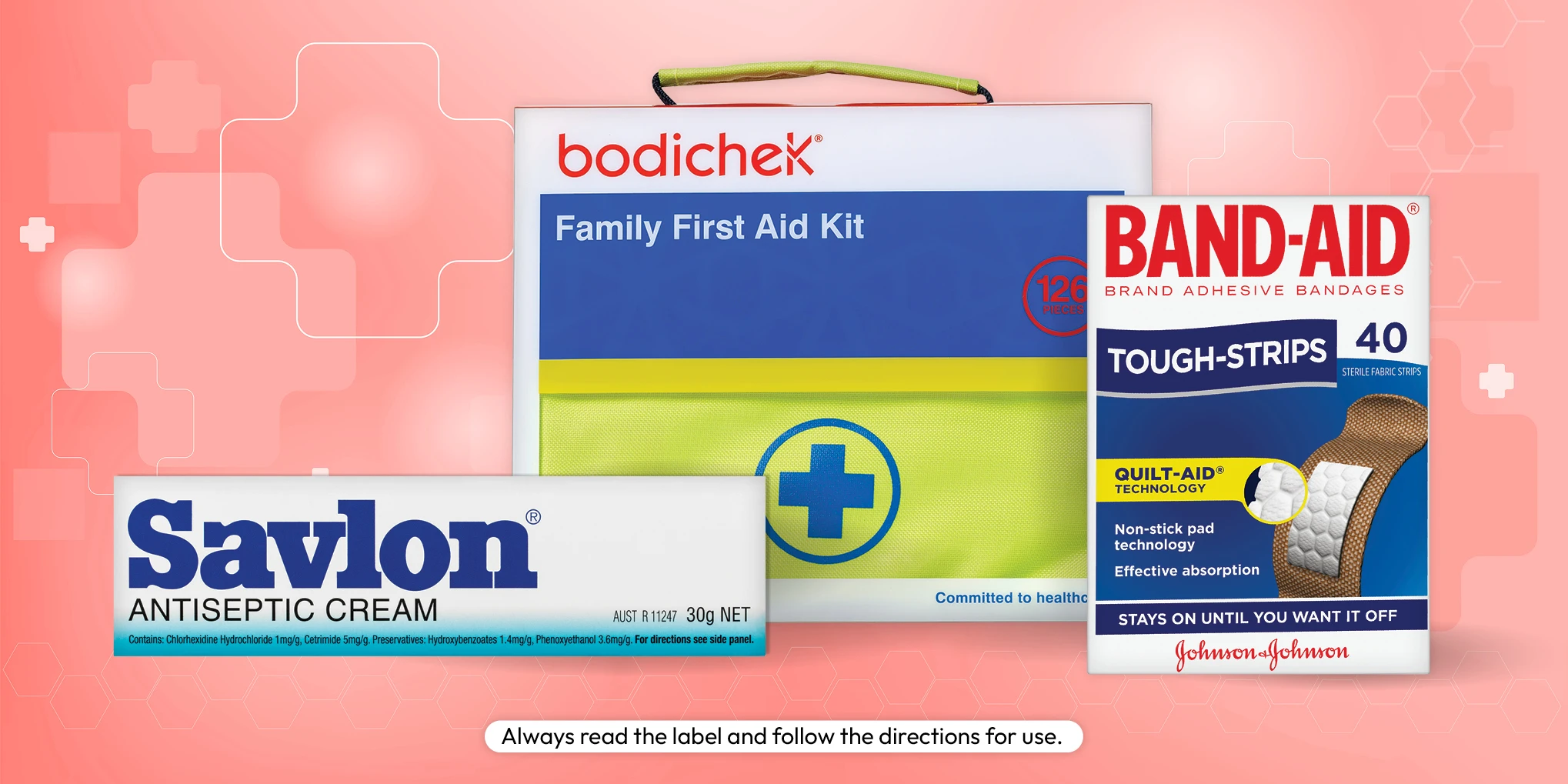 A collection of first aid products