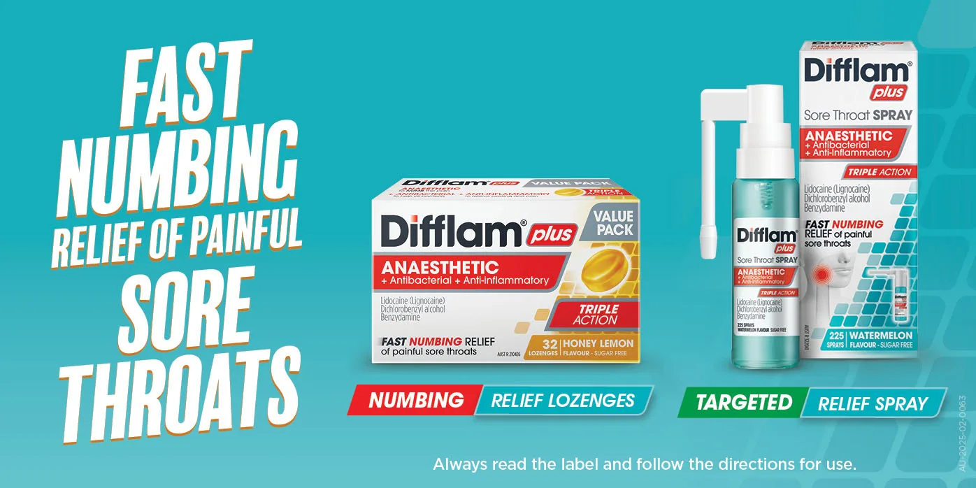 Fast numbing relief of painful sore throats. Relief lozenges and Relief spray. Always read the label and follow the directions for use.