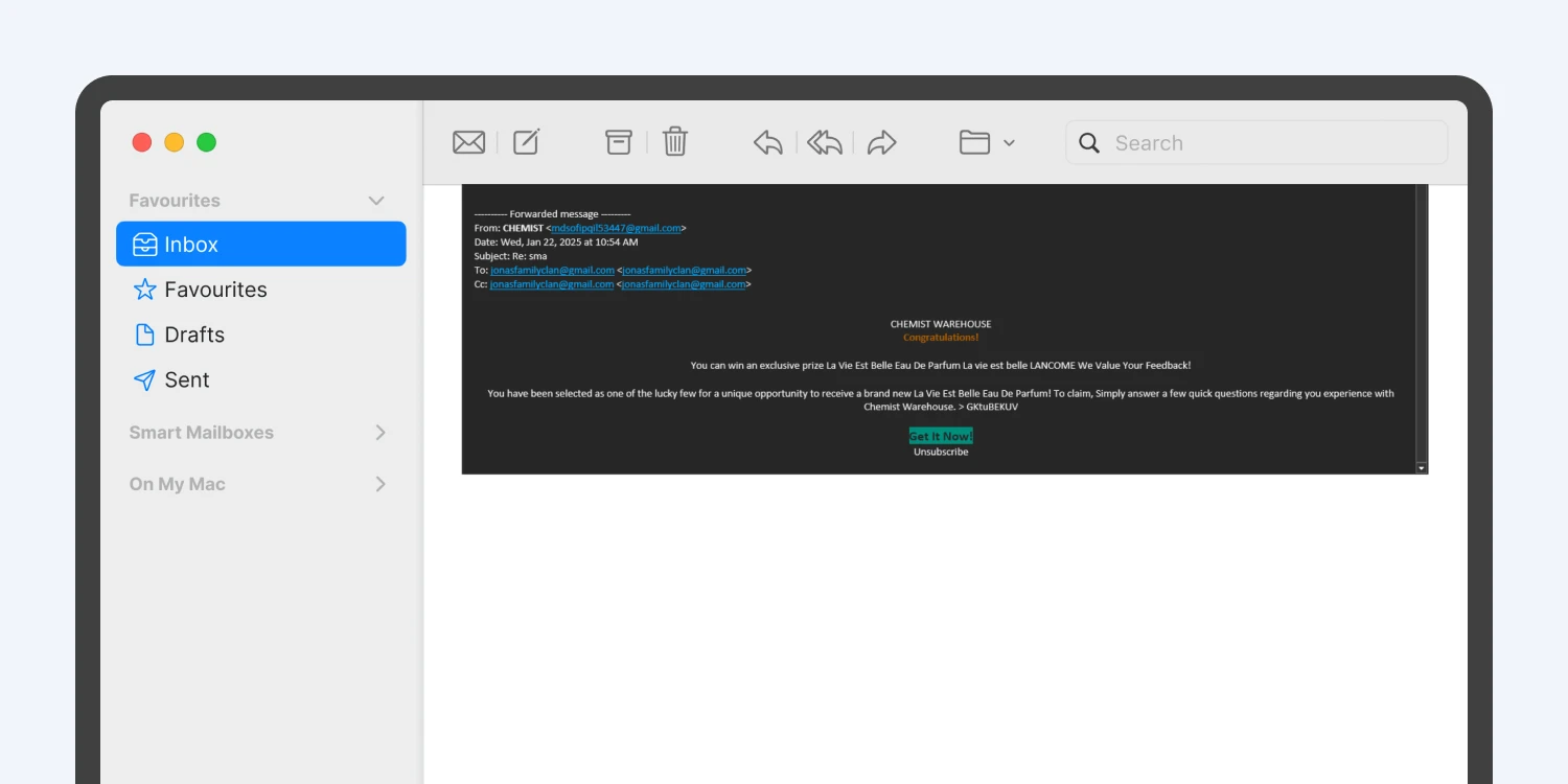 Example of a recent survey scam