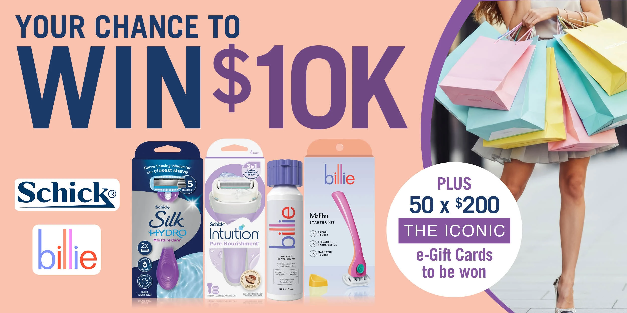 Schick & Billie competition promotion offering a chance to win $10,000