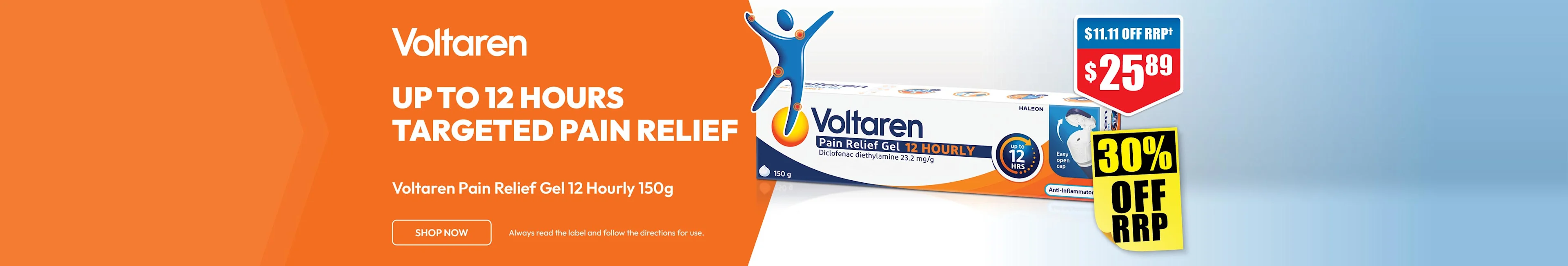 Voltaren Pain Relief Gel 12 Hourly 150g now 30% off rrp