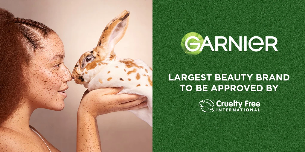 Garnier. Largest beauty brand to be approved by Cruelty Free International