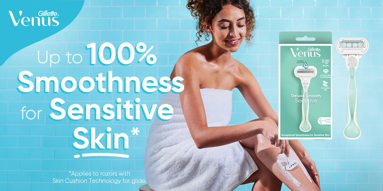 Up to 100% smoothness and sensitive skin. Applies to razors with skin cushion technology for glides