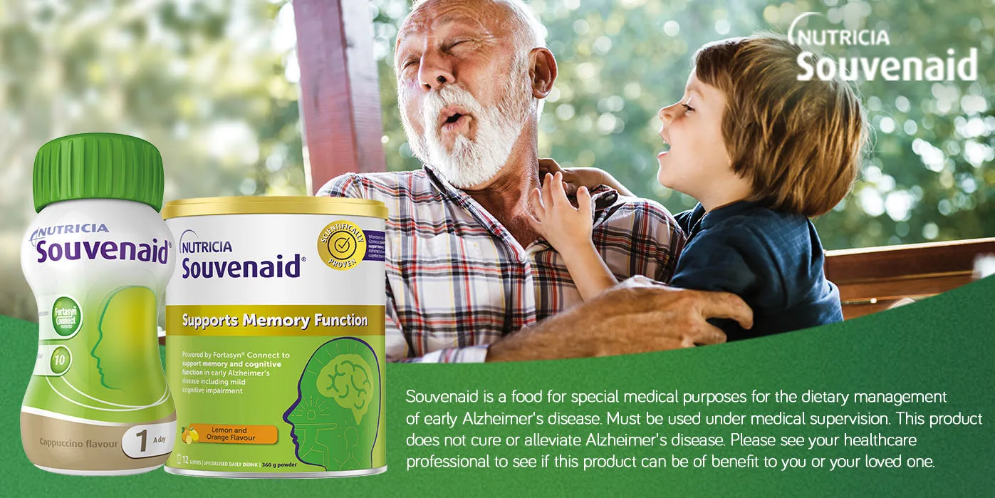 Souvenaid is a food for special medical purposes for the dietary management of early Alzheimer's disease. Must be used under medical supervision. This product does not cure or alleviate Alzheimer's disease. 