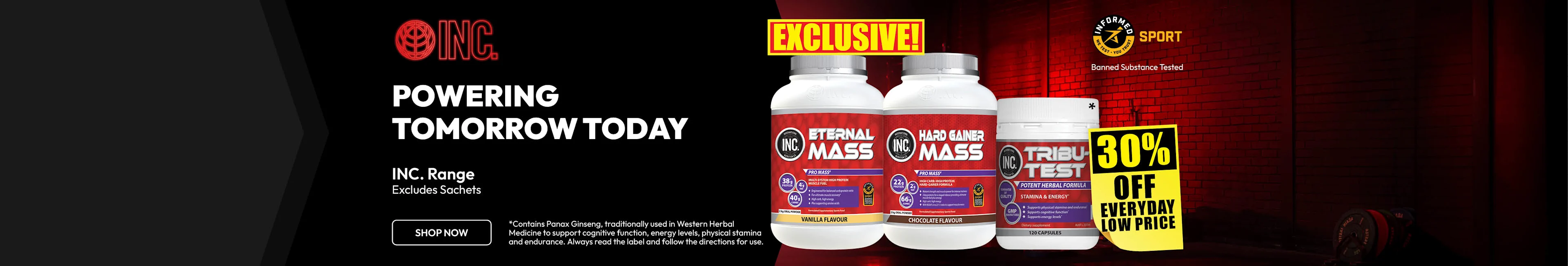 INC powering tomorrow today - exclusive to Chemist Warehouse at 30% off everyday low price