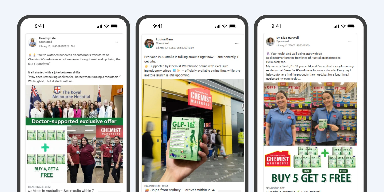 Example of a scam social media post impersonating Chemist Warehouse