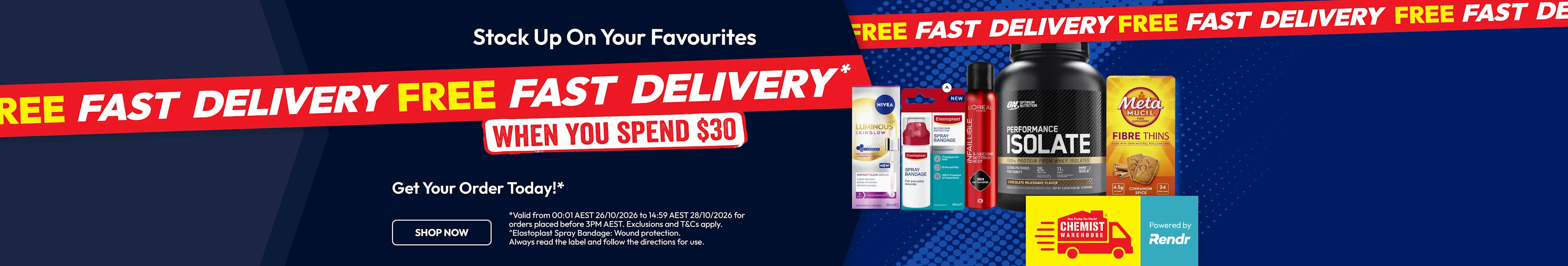 Free Fast Delivery when you spend $30