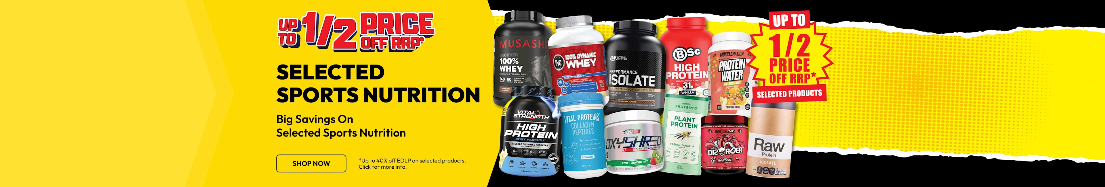 Up to 1/2 Price Off RRP Selected Sports Nutrition