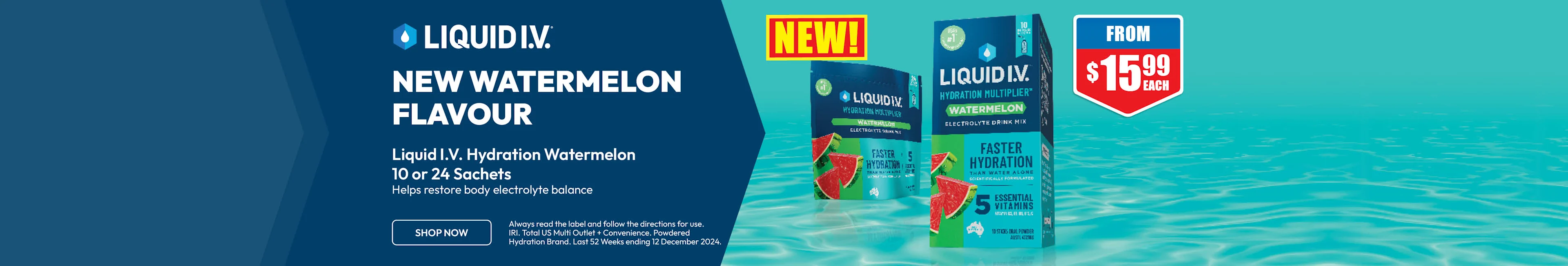NEW Liquid IV Watermelon Flavour Hydration Satchets