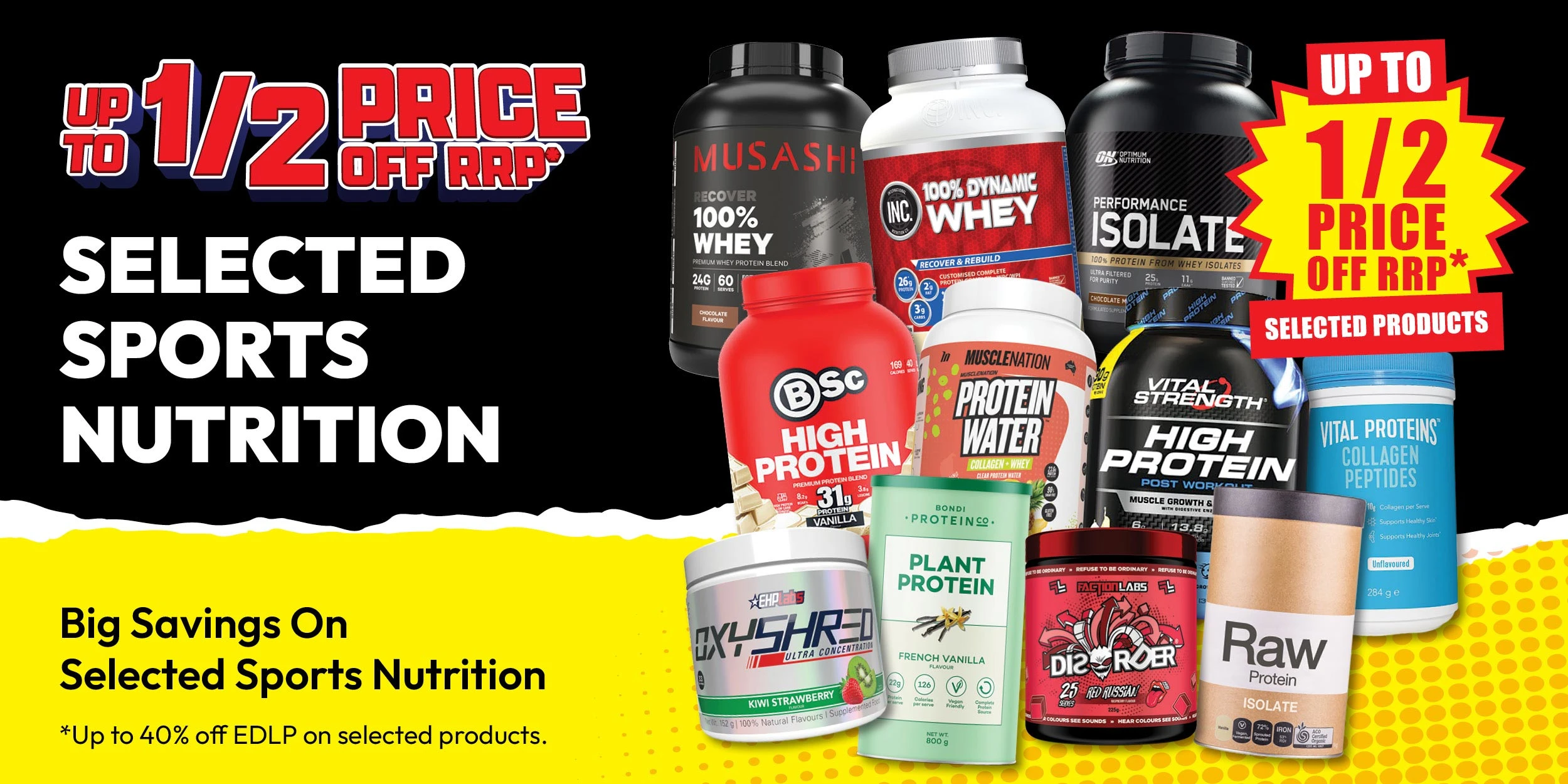 Up to 1/2 Price Off RRP Selected Sports Nutrition
