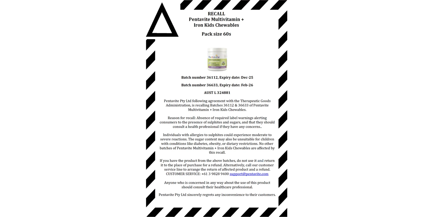 Product recall notice