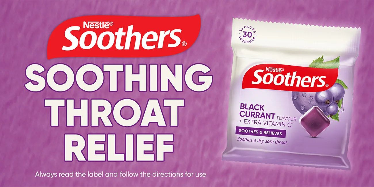 Smoothing throat relief. Always read the label and follow the directions for use.