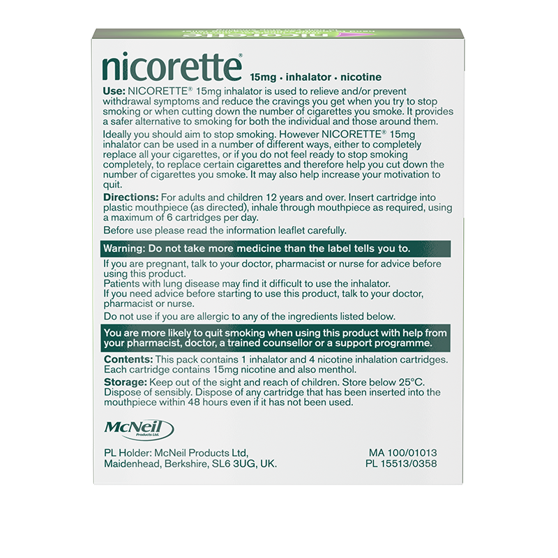 NICORETTE® Inhalator 15mg 4s - back