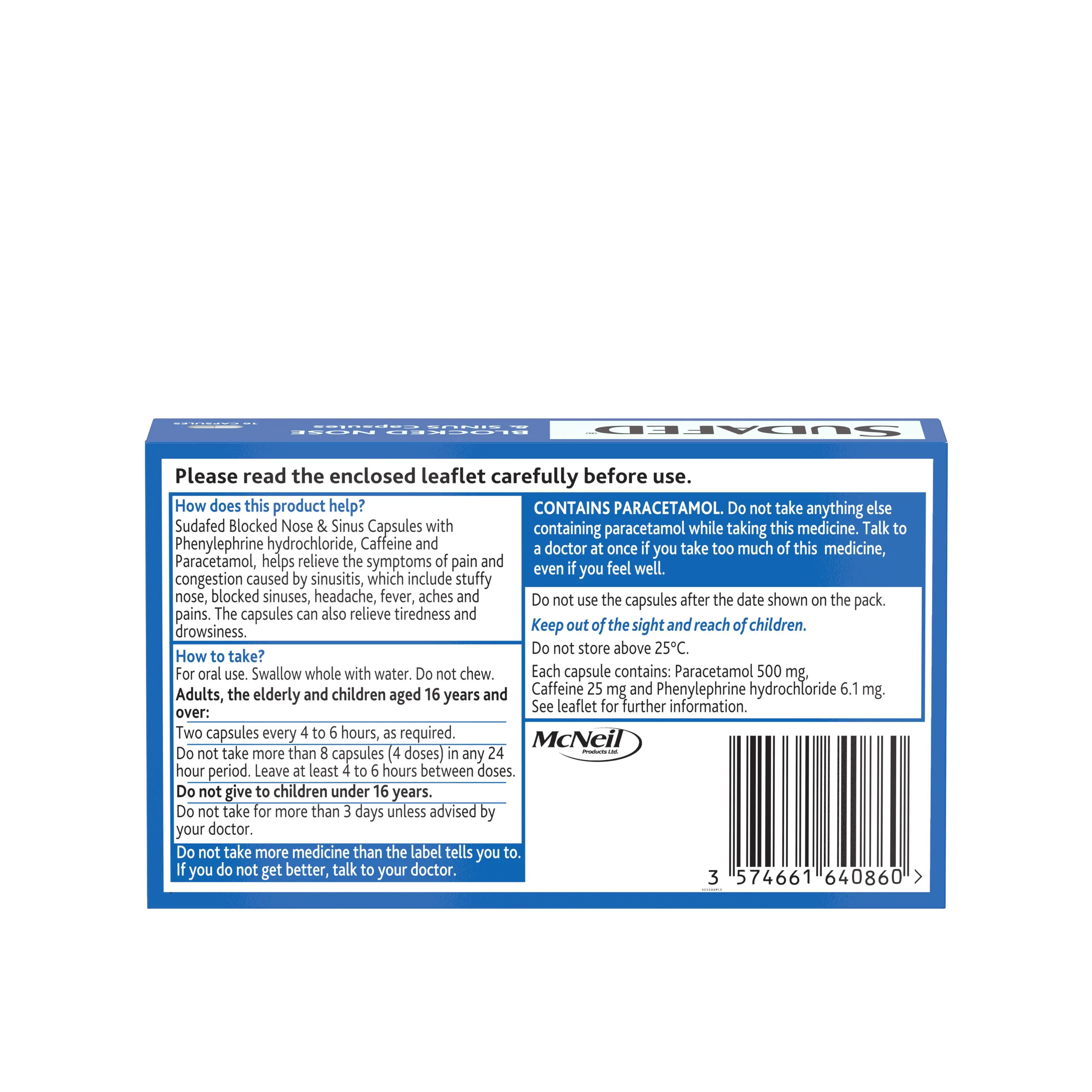 SUDAFED® Blocked Nose & Sinus Capsules 16s