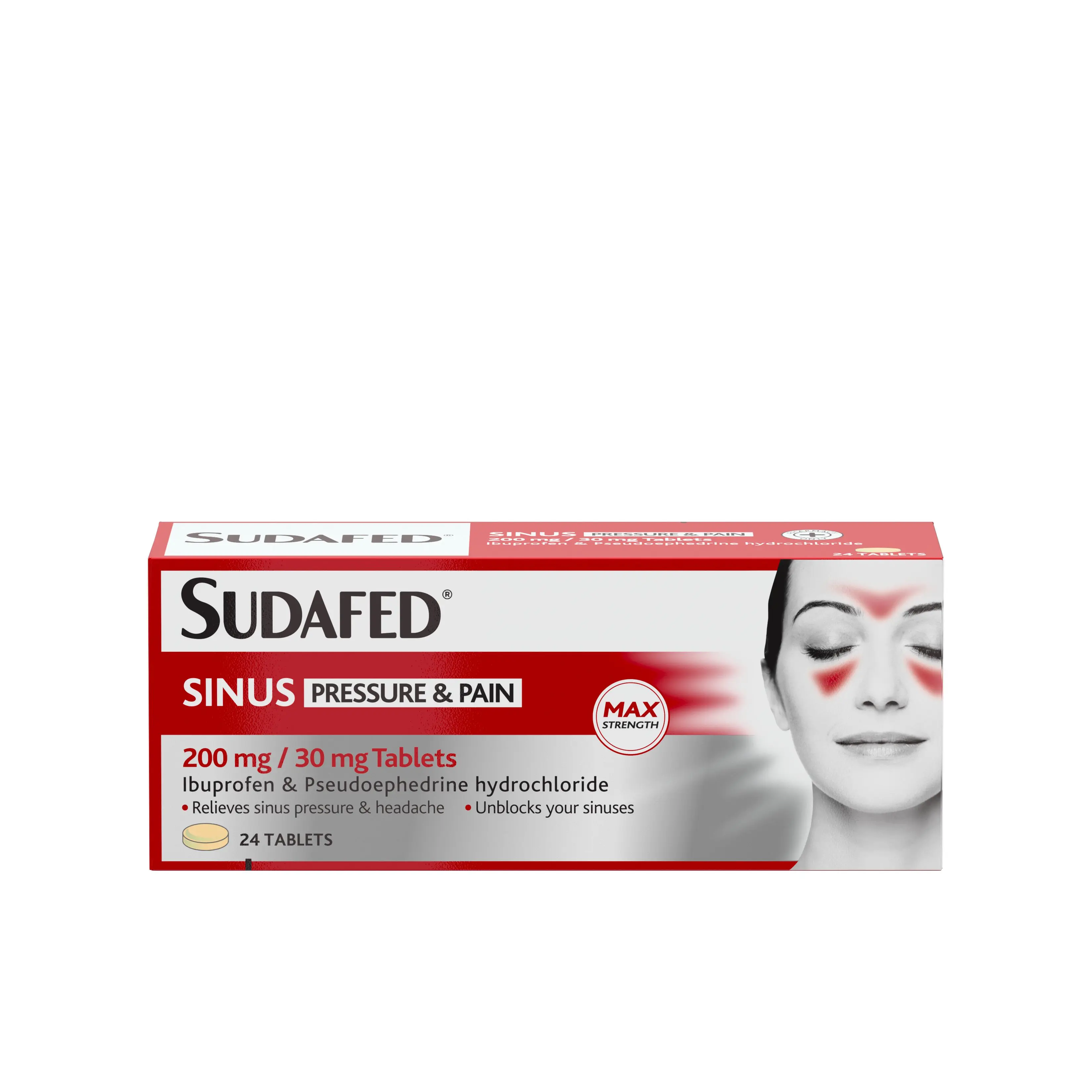 Sudafed® Sinus Pressure & Pain 200mg30mg film-coated tablets 24s