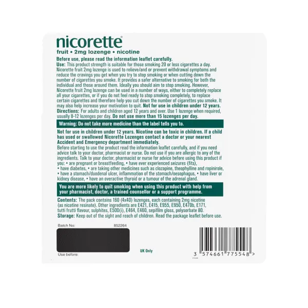 Nicorette Fruit 2mg Lozenge, 160s