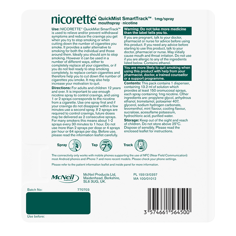 NICORETTE® Quickmist SmartTrack Mouthspray 1mg/spray Duo
