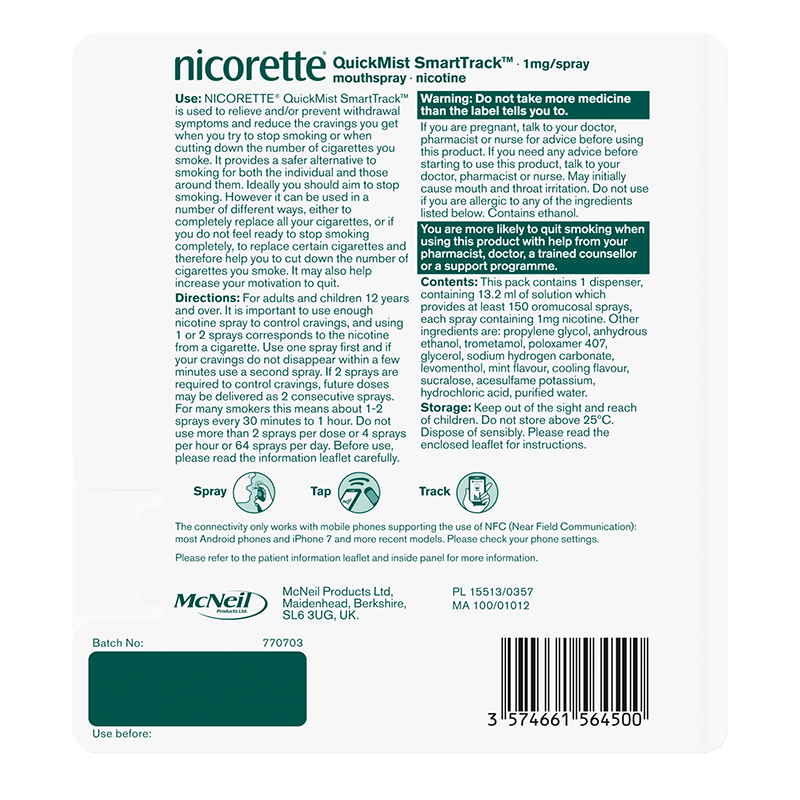 NICORETTE® Quickmist SmartTrack Mouthspray 1mg/spray Duo