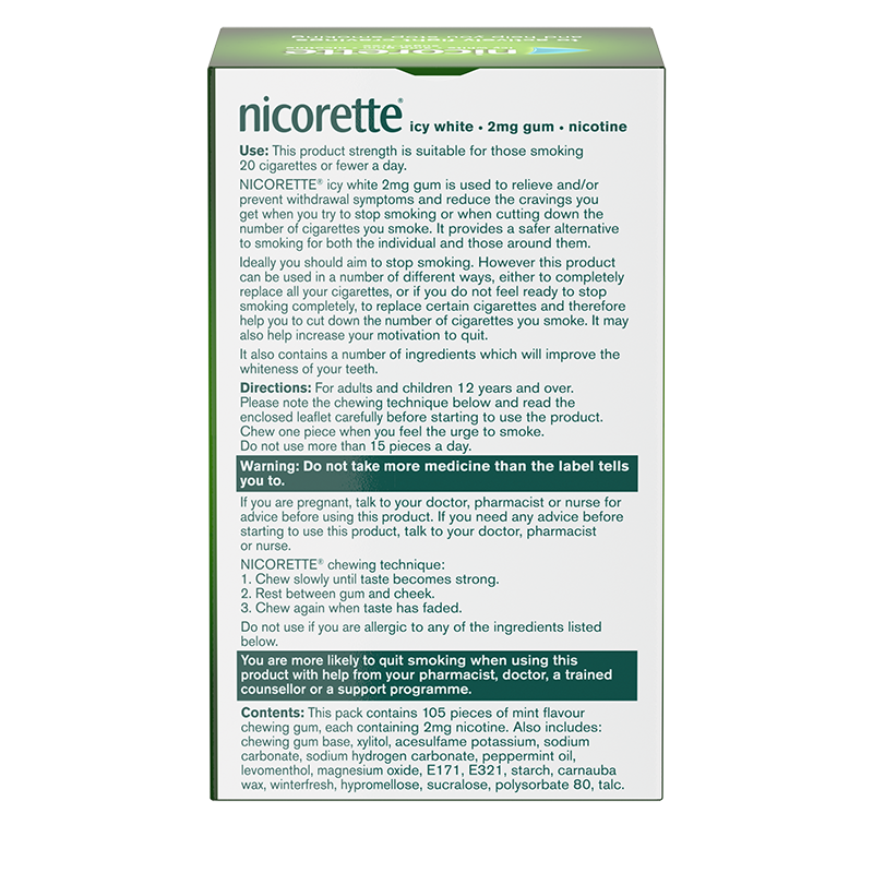 NICORETTE® Icy White 2mg Gum 105s