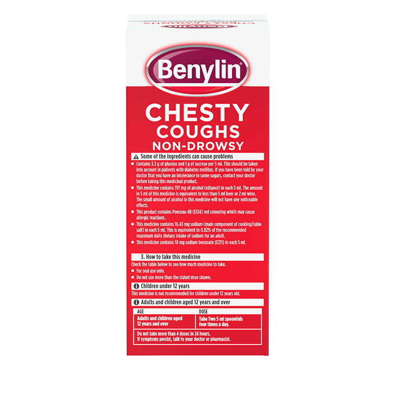 Benylin® Chesty Coughs Non-Drowsy 300ml - back shot