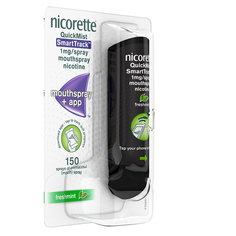 NICORETTE® Quickmist SmartTrack Mouthspray 1mg/spray Single - angle shot