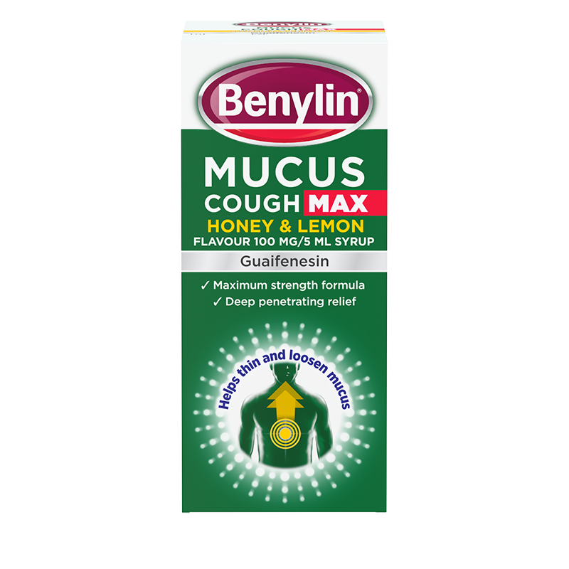 Benylin® Mucus Cough Max Honey & Lemon Flavour 100 mg/5 ml Syrup 300ml - front shot