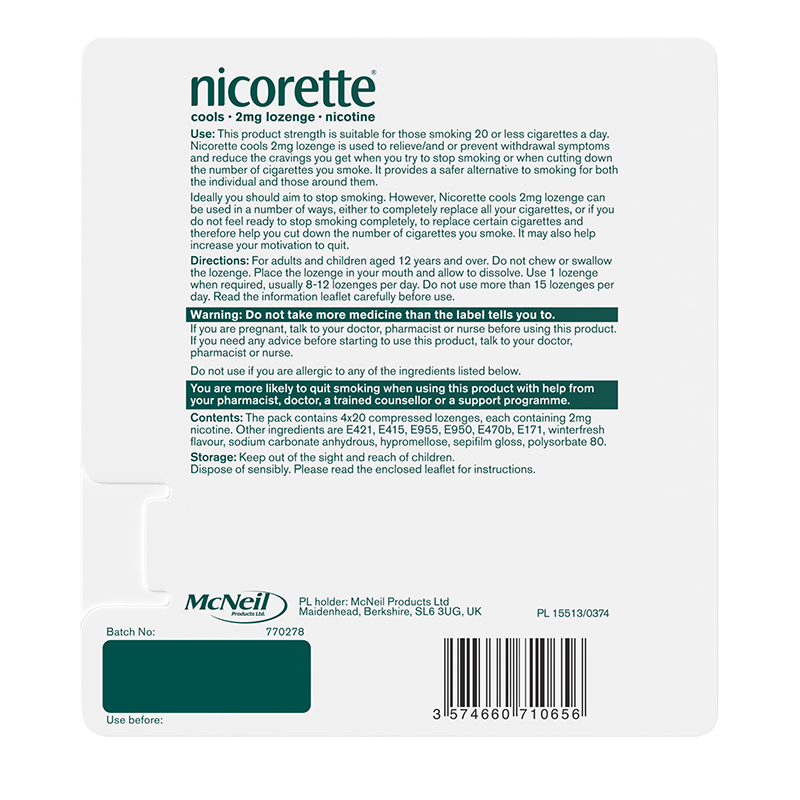 NICORETTE® Cool 2mg Lozenges 80s