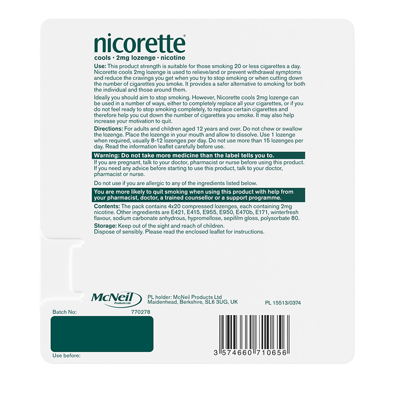 NICORETTE® Cool 2mg Lozenges 80s