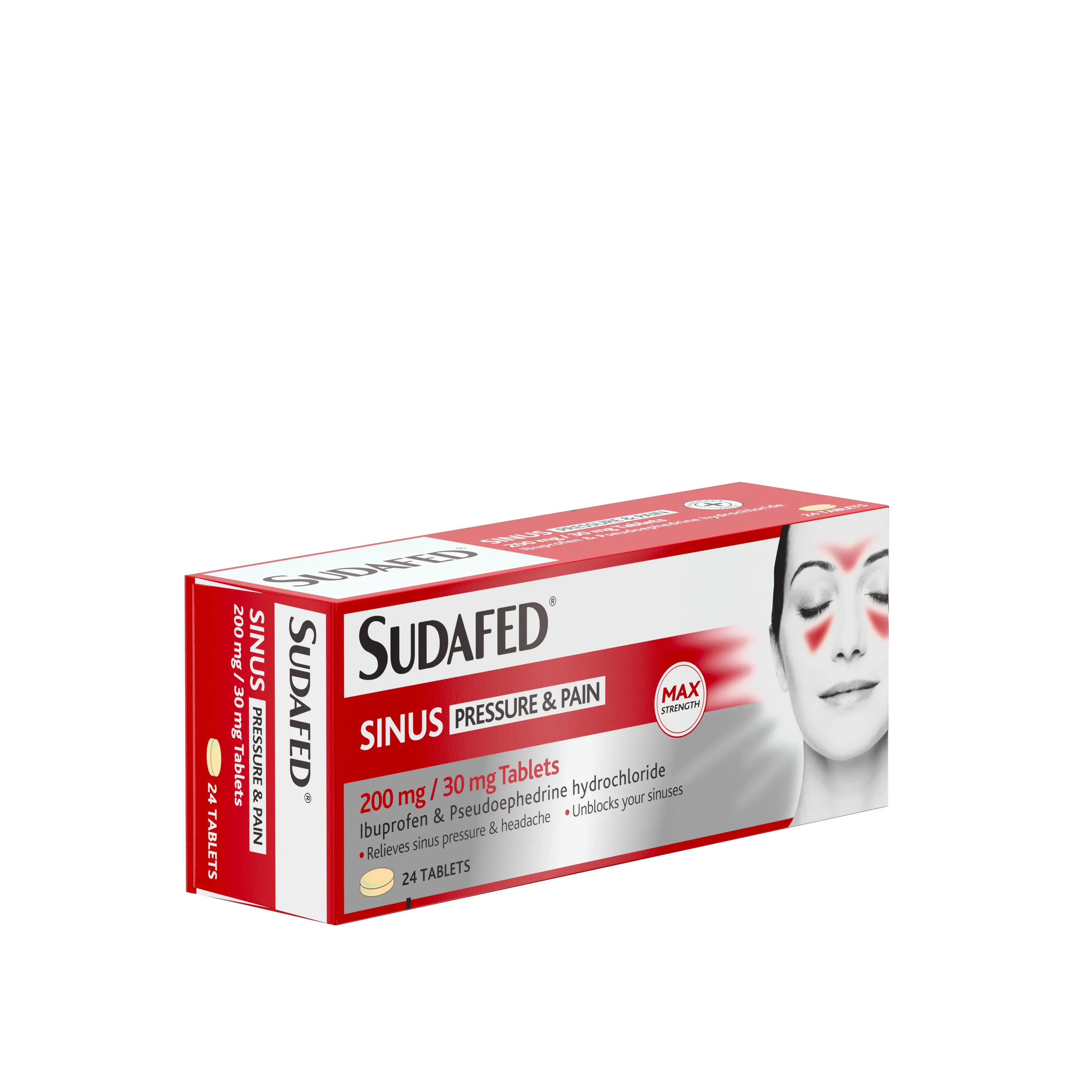 Sudafed® Sinus Pressure & Pain 200mg/30mg film-coated tablets 24s
