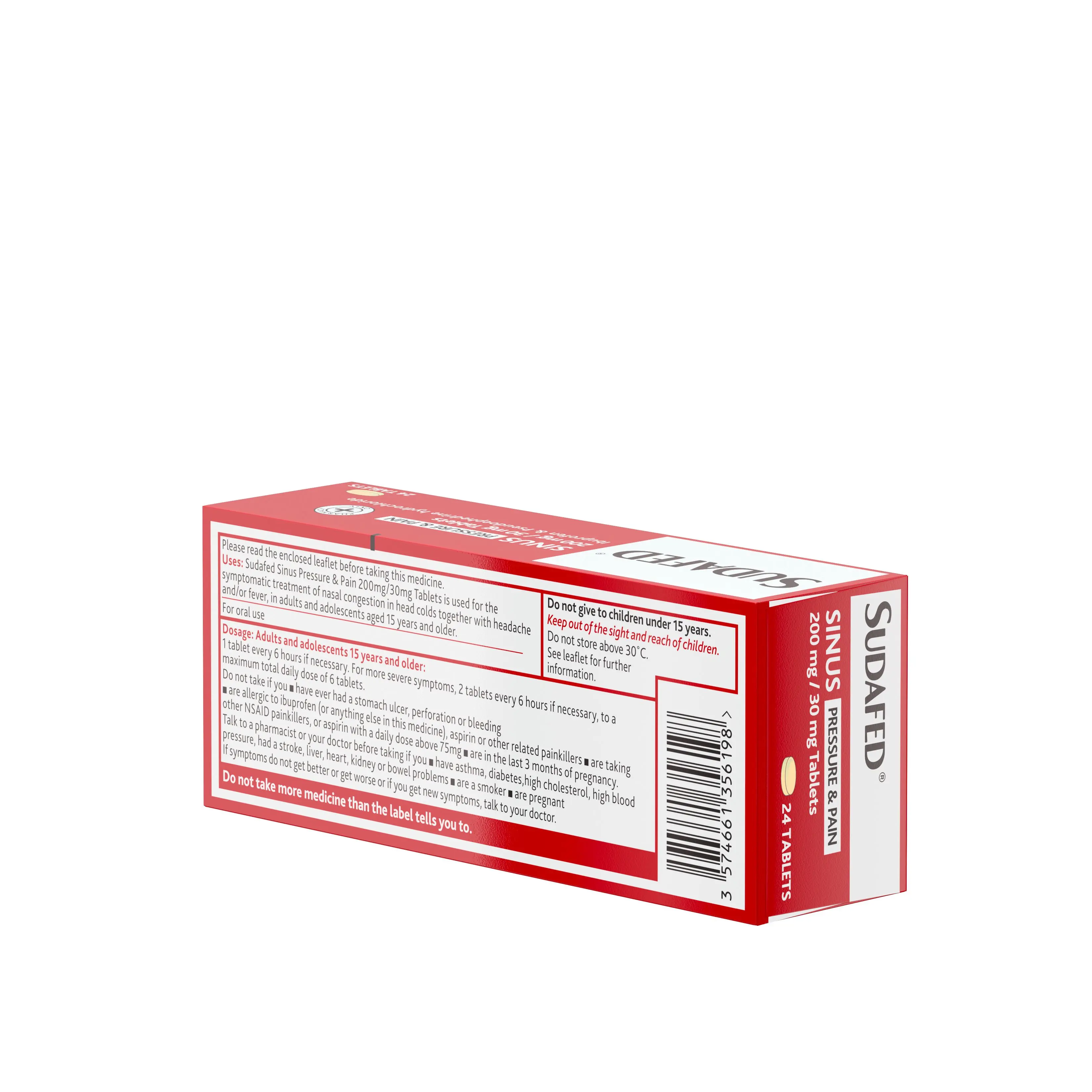 Sudafed® Sinus Pressure & Pain 200mg/30mg film-coated tablets 24s