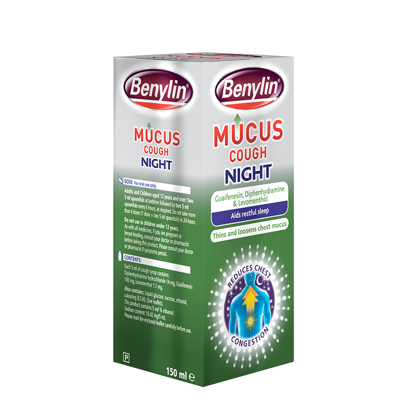 Benylin® Mucus Cough Night 150ml - angle shot