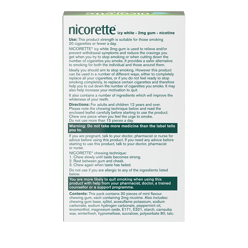 NICORETTE® Icy White 2mg Gum 30s