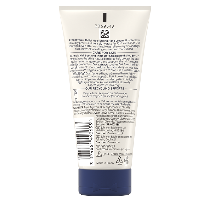 Aveeno® Skin Relief Moisturising Hand Cream 75ml - back shot