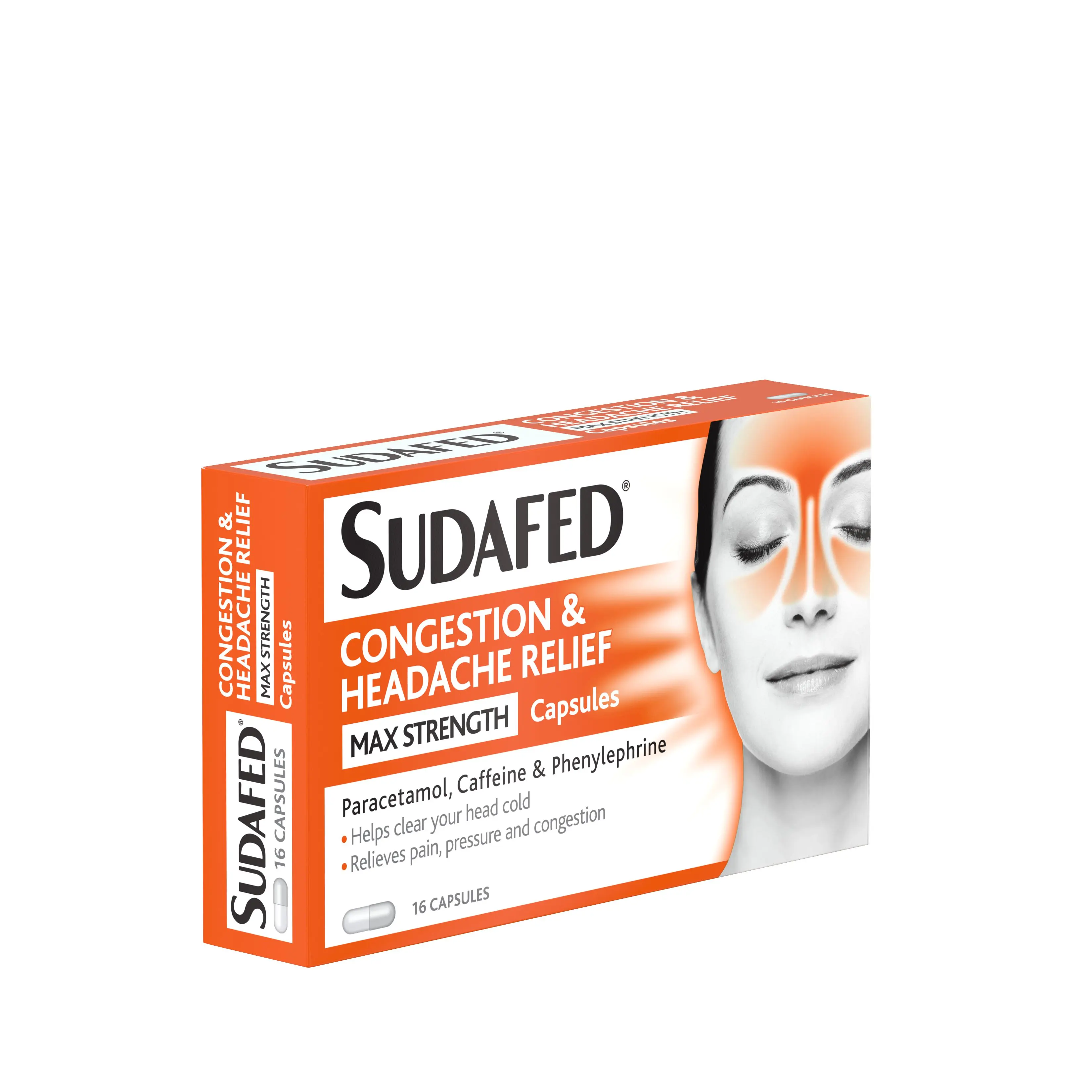 SUDAFED® Congestion & Headache Relief Max Strength Capsules 16s