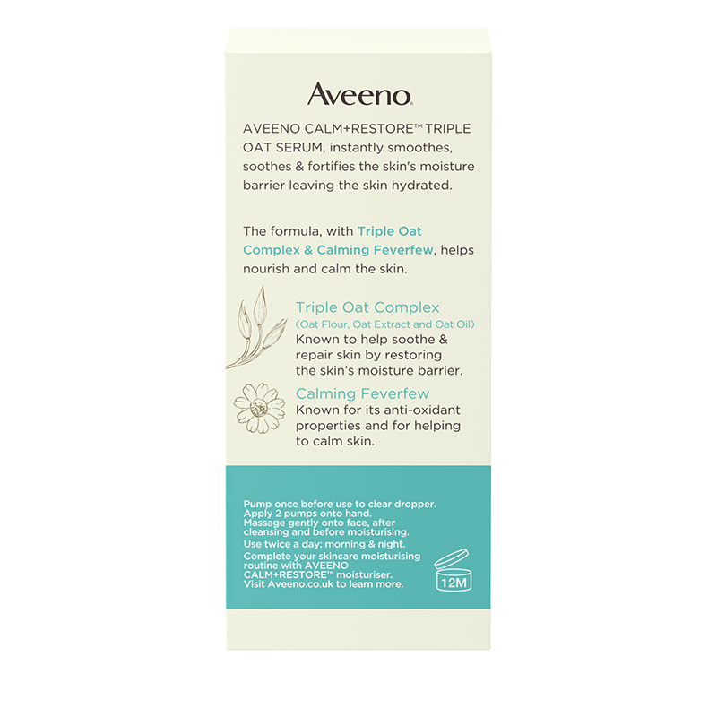 Aveeno® Calm & Restore Triple Oat Serum 30ml - back shot
