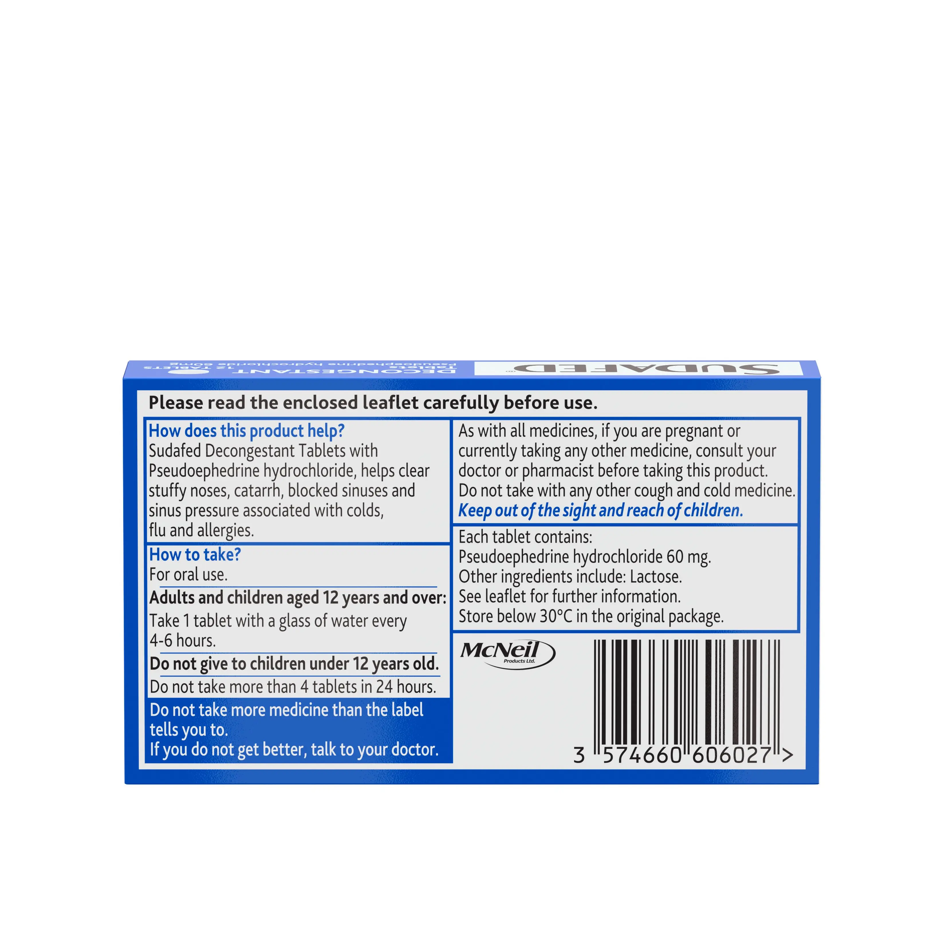 SUDAFED® Decongestant Tablets 12s 