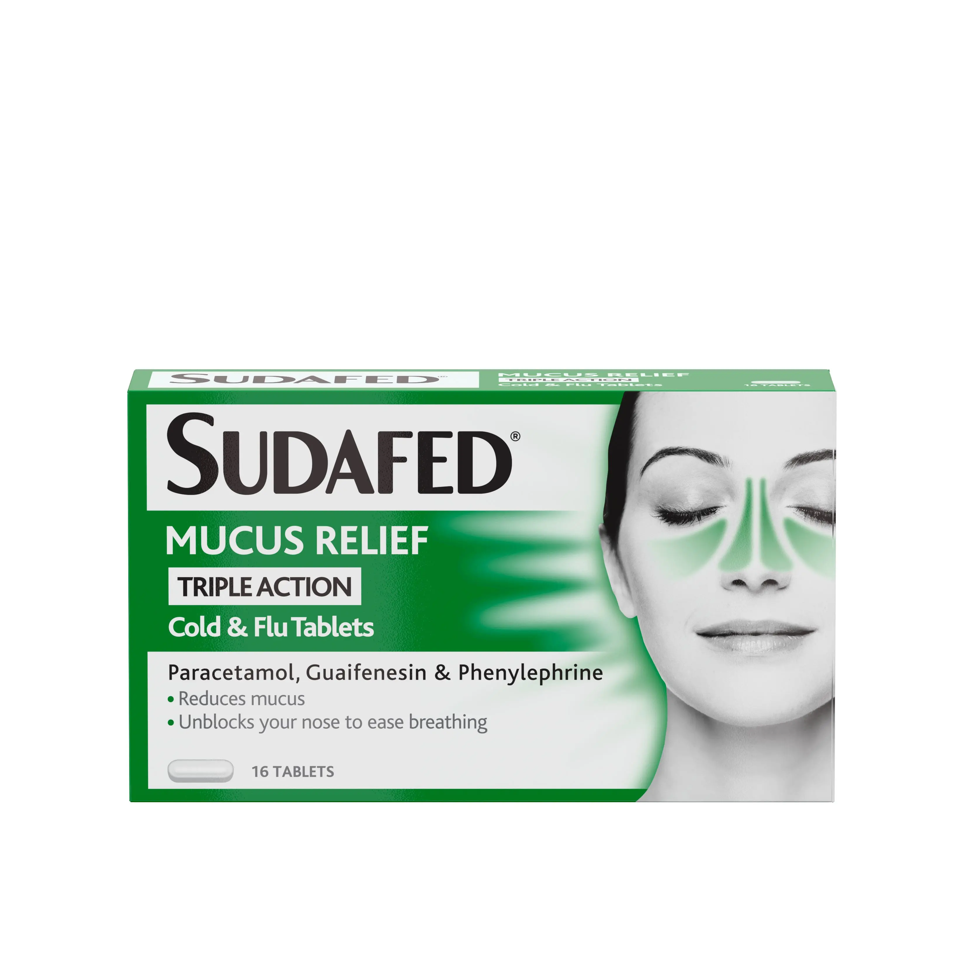 Mucus Relief Triple Action Cold & Flu Tablets 16s