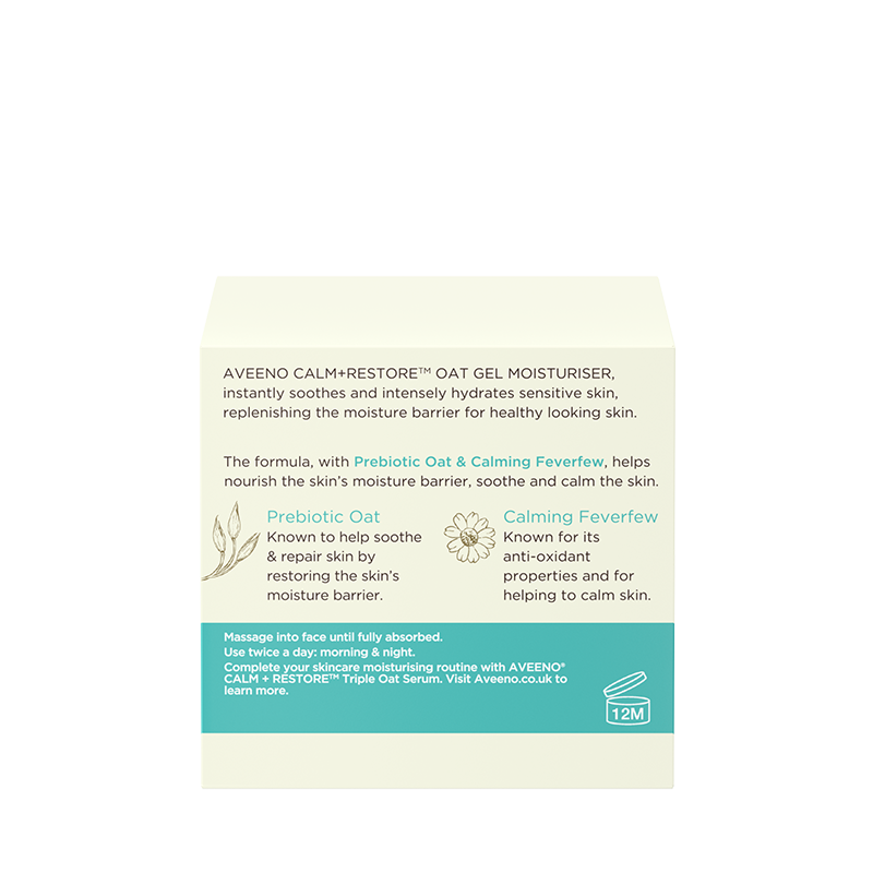 Aveeno® Calm & Restore Oat Gel Moisturiser 50ml - BACK SHOT