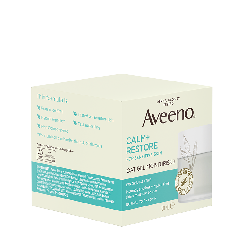 Aveeno® Calm & Restore Oat Gel Moisturiser 50ml - angle shot