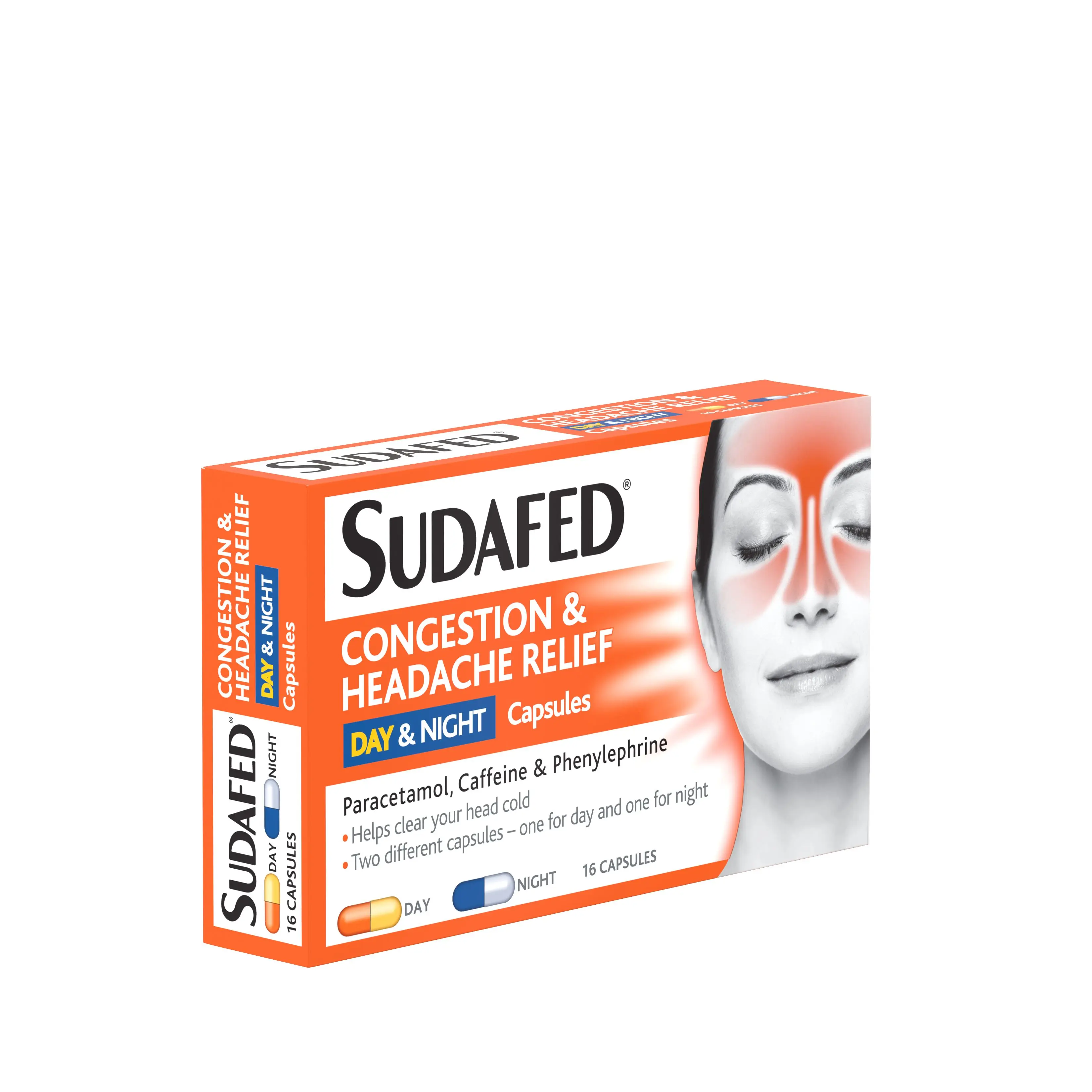 SUDAFED® Congestion & Headache Relief Day & Night Capsules 16s