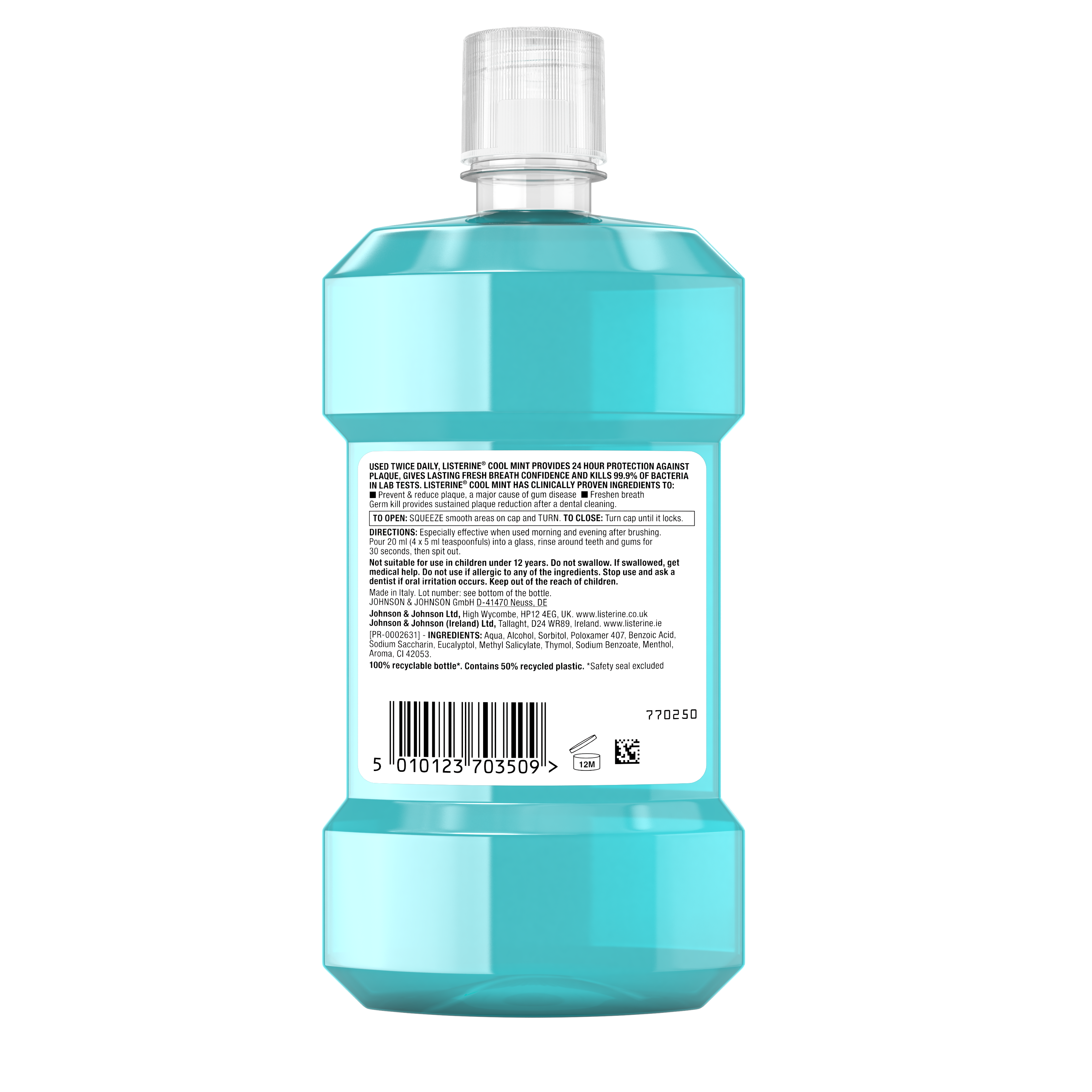 5010123703509_Listerine_Cool_Mint_Mouthwash_250ml_Left of Pack