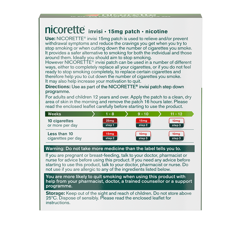 NICORETTE® Invisi 15mg Patch 7s - Back