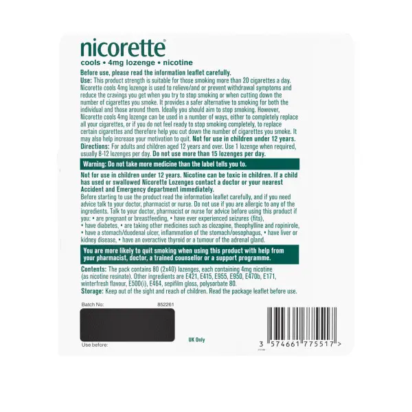 Nicorette Cools 4mg Lozenge 80s 