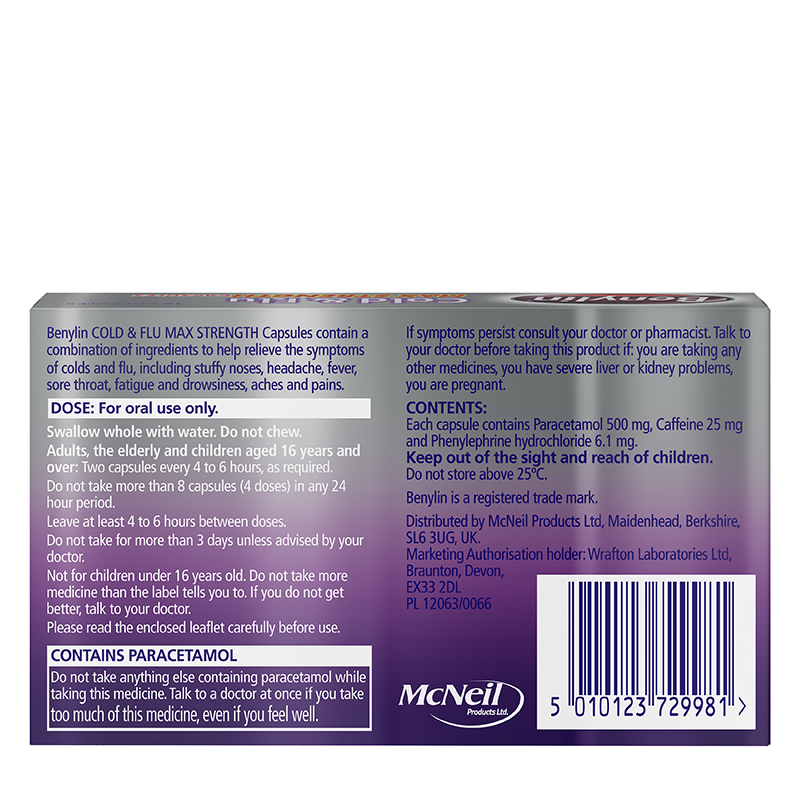 Benylin® Cold & Flu Max Strength Capsules 16s