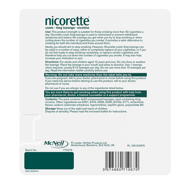 NICORETTE® Cool 4mg Lozenges 80s