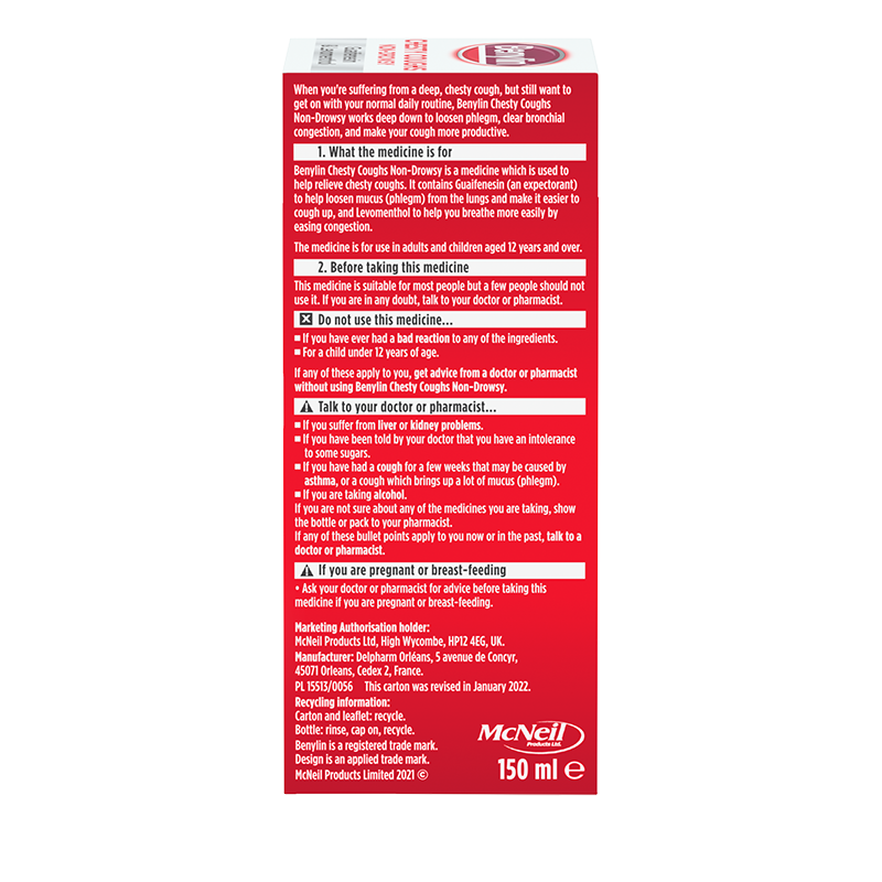 Benylin® Chesty Coughs Non-Drowsy 150ml - right side shot