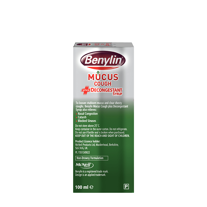 Benylin® Mucus Cough Plus Decongestant Syrup 100ml - back shot