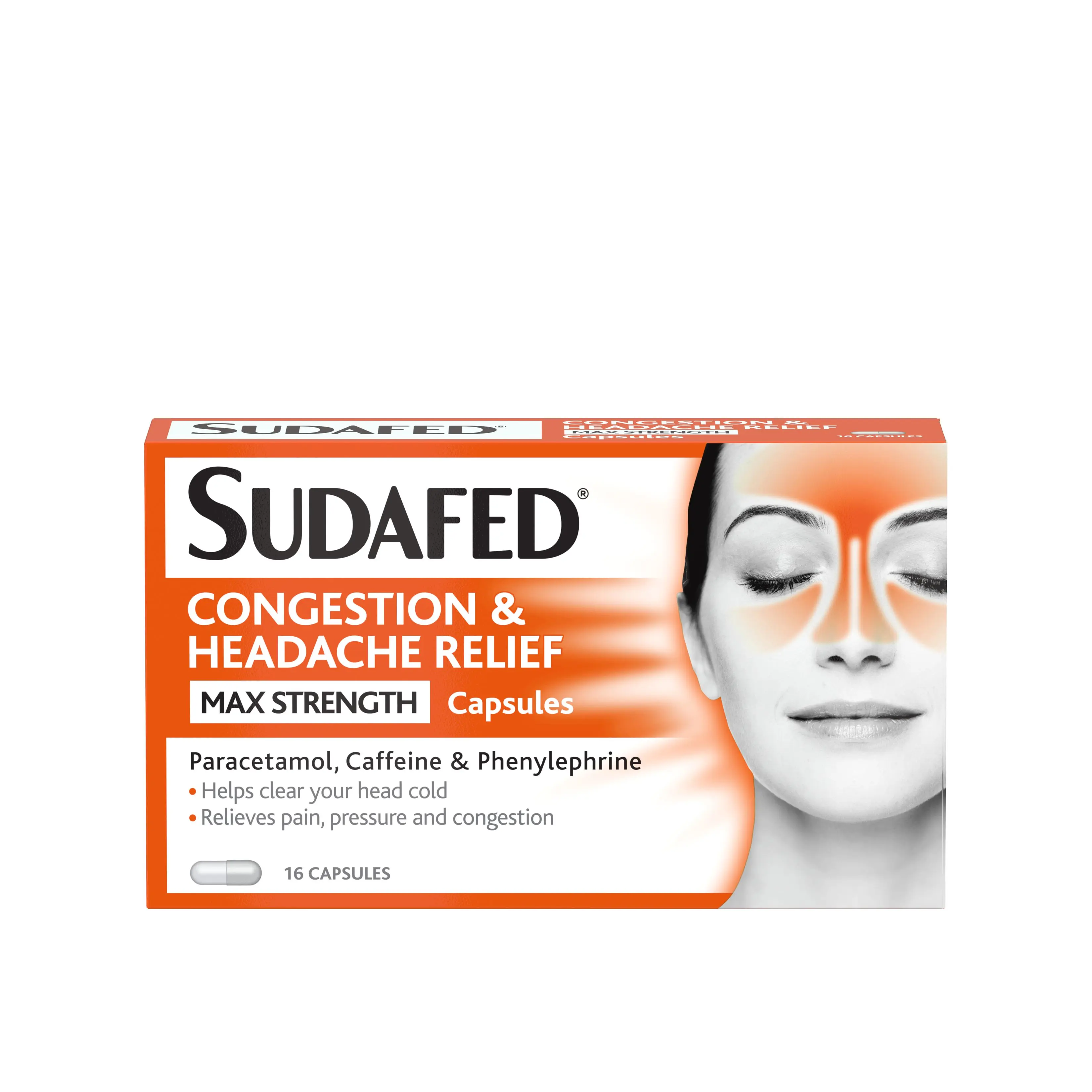 SUDAFED® Congestion & Headache Relief Max Strength Capsules 16s