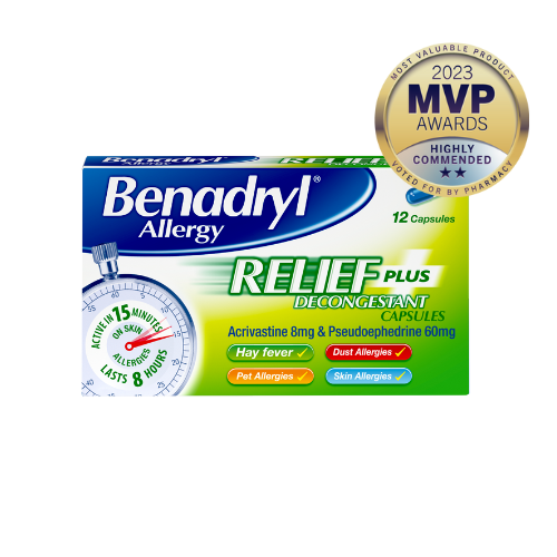 Allergy Relief Plus Decongestant Capsules 12s MVP